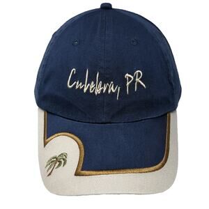 Royal Baseball Cap Blue One Size Culebra PR Puerto Rico Palm Tree Slideback Hat